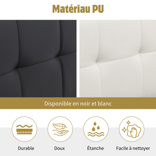 Lit Coffre 90x200 Cm - Lit Simple Capitonné Avec Tête De Lit Et Rangement Caché - Pu - Noir