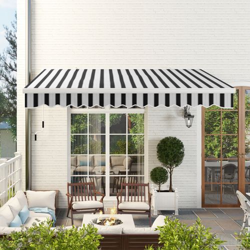 Store Banne Manuel Rétractable Avec Manivelle Pour Fenêtre Porte Et Terrasse En Aluminium Blanc
