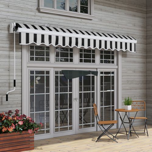 Store Banne Manuel Rétractable Avec Manivelle Pour Fenêtre Porte Et Terrasse En Aluminium Blanc