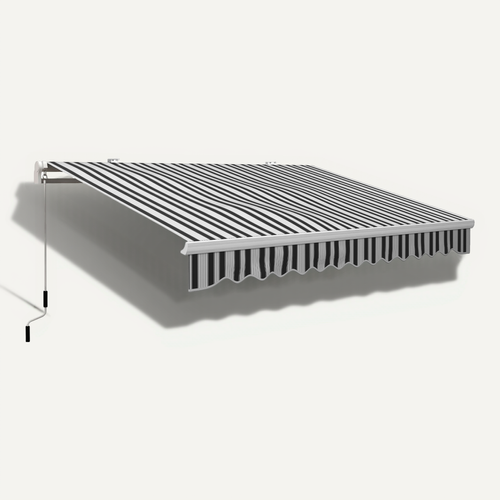 Store Banne Manuel Rétractable Avec Manivelle Pour Fenêtre Porte Et Terrasse En Aluminium Blanc