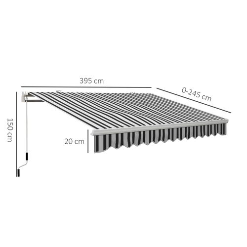 Store Banne Manuel Rétractable Avec Manivelle Pour Fenêtre Porte Et Terrasse En Aluminium Blanc