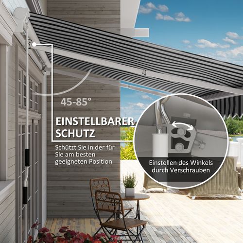 Store Banne Manuel Rétractable Avec Manivelle Pour Fenêtre Porte Et Terrasse En Aluminium Blanc