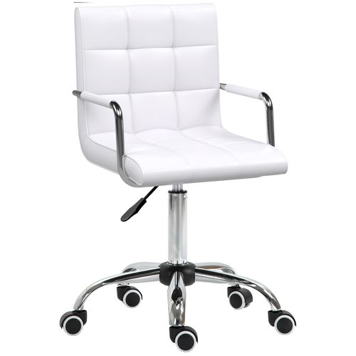 Fauteuil De Bureau Ergonomique Pivotant, Réglable, Rembourrage Confortable, Simili - Blanc