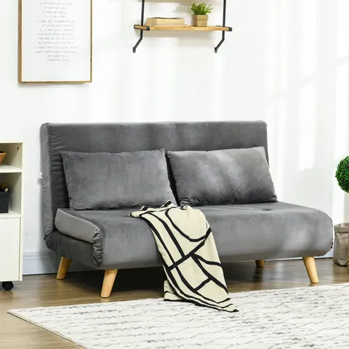 Fauteuil Convertible - Dossier Réglable - Polyester - Gris - 72 X 78 X 79 Cm