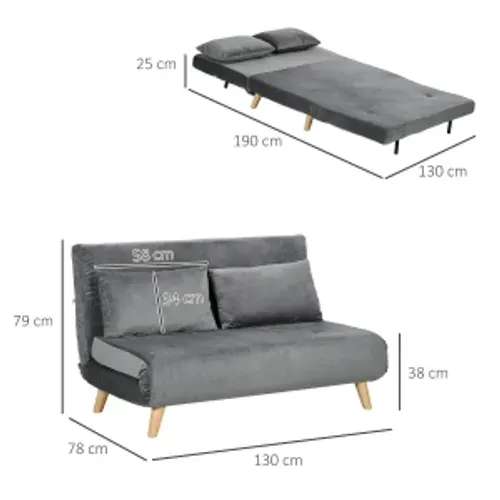 Fauteuil Convertible - Dossier Réglable - Polyester - Gris - 72 X 78 X 79 Cm