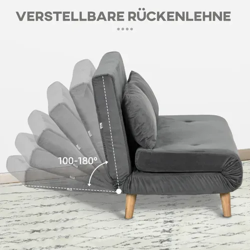 Fauteuil Convertible - Dossier Réglable - Polyester - Gris - 72 X 78 X 79 Cm