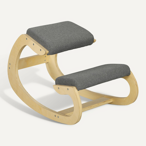 Fauteuil De Bureau Ergonomique - Chaise à Genoux Pour Posture Correcte Avec Basculante En Bois Gris