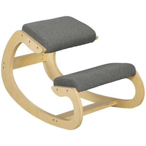 Fauteuil De Bureau Ergonomique - Chaise à Genoux Pour Posture Correcte Avec Basculante En Bois Gris