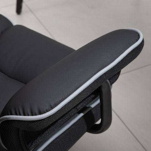 Fauteuil De Bureau Pivotant 360°, Réglable, Bascule Avec Accoudoirs, Simili - Noir