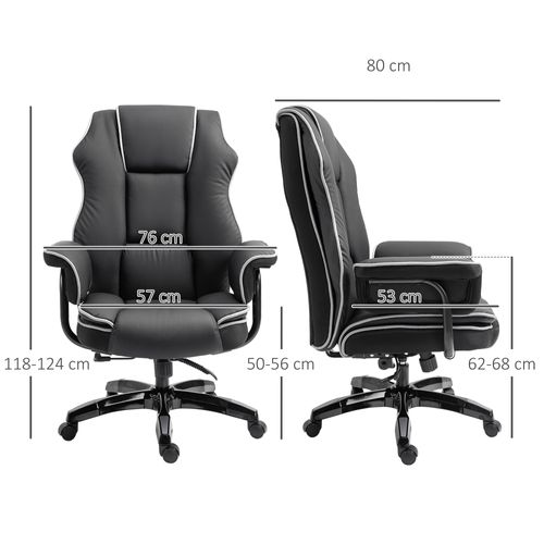 Fauteuil De Bureau Pivotant 360°, Réglable, Bascule Avec Accoudoirs, Simili - Noir