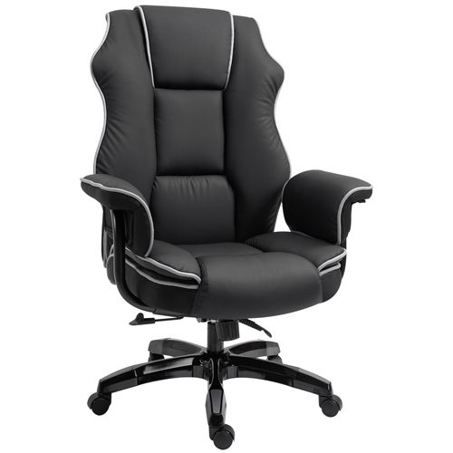 Fauteuil De Bureau Pivotant 360°, Réglable, Bascule Avec Accoudoirs, Simili - Noir