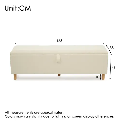 Banc De Lit Avec Coffre Hydraulique, Velours Côtelé, Bois  Et Mdf, Beige