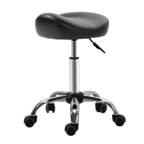 Tabouret De Travail Réglable Et Pivotant, Ergonomique Avec Roulettes - Simili Noir