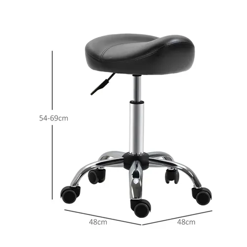 Tabouret De Travail Réglable Et Pivotant, Ergonomique Avec Roulettes - Simili Noir