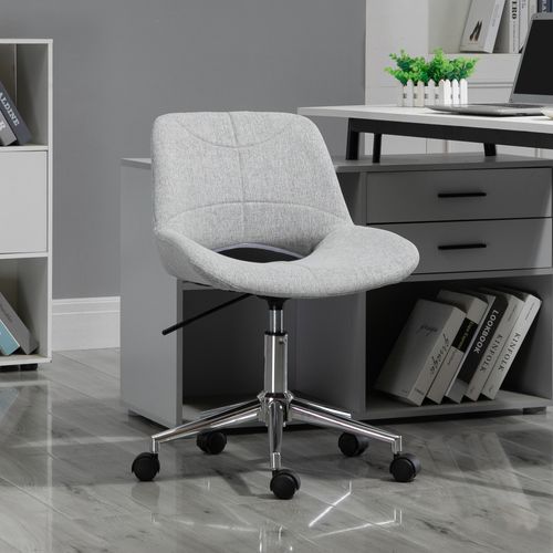 Chaise De Bureau Sans Accoudoirs, Pivotante, Hauteur Réglable, Polyester - Gris Clair