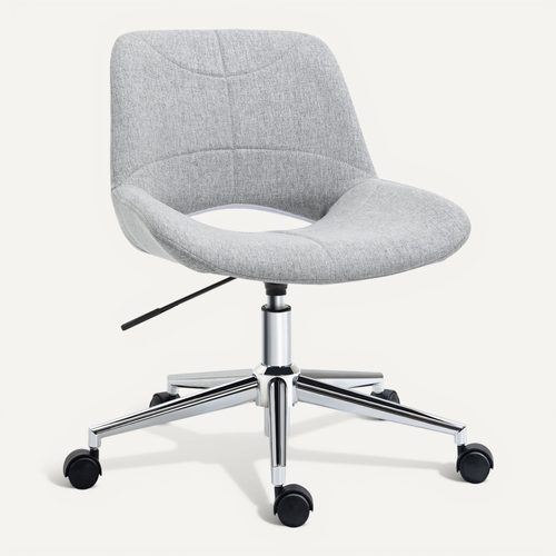 Chaise De Bureau Sans Accoudoirs, Pivotante, Hauteur Réglable, Polyester - Gris Clair