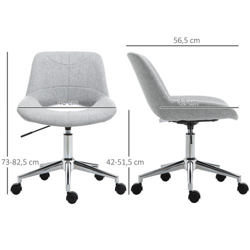 Chaise De Bureau Sans Accoudoirs, Pivotante, Hauteur Réglable, Polyester - Gris Clair