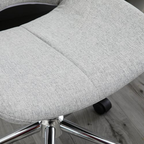 Chaise De Bureau Sans Accoudoirs, Pivotante, Hauteur Réglable, Polyester - Gris Clair
