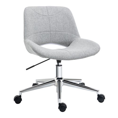Chaise De Bureau Sans Accoudoirs, Pivotante, Hauteur Réglable, Polyester - Gris Clair