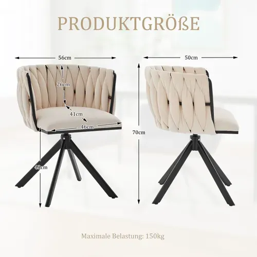 Chaise De Fauteuil 1 Place Moderne,rotation 180°, Assise Confortable, Pieds Métal, Velours Ivoire