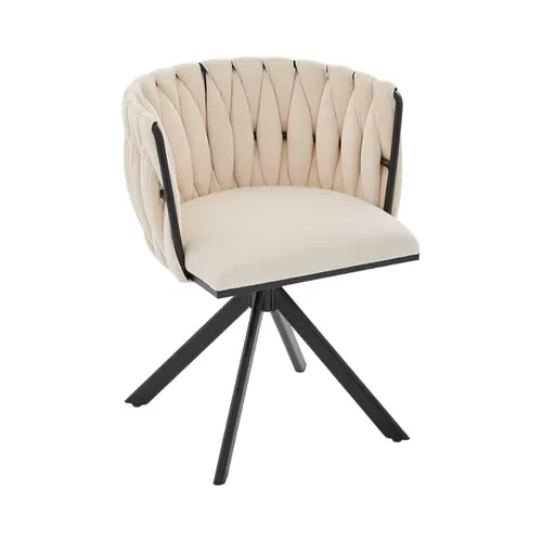 Chaise De Fauteuil 1 Place Moderne,rotation 180°, Assise Confortable, Pieds Métal, Velours Ivoire