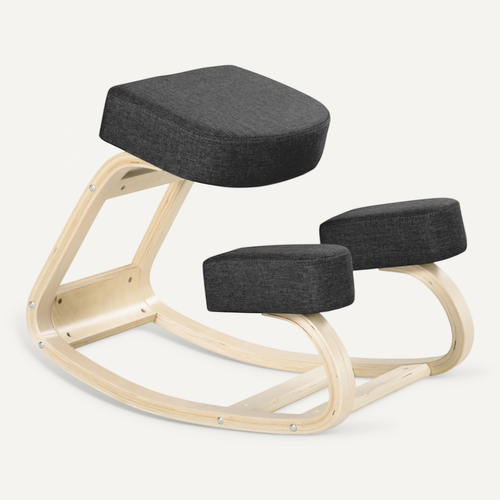 Chaise à Genoux Ergonomique En Bois Pour Bureau, Tabouret De Posture, Coussin Confortable - Noir