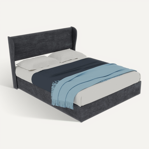 Lit Coffre 140x200 Cm - Lit Double Avec Tête Confort Et Rangement Hydraulique, Velours Gris