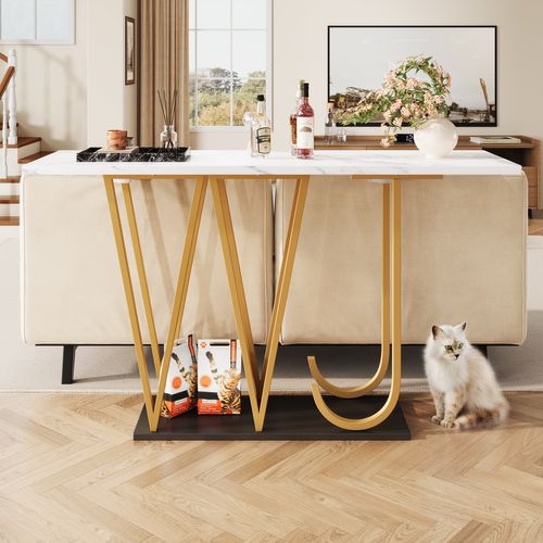 Buffet De Cuisine Bar Avec 2 Portes, 3 Tiroirs, étagères Réglables Et LED Intégré - Blanc Brillant