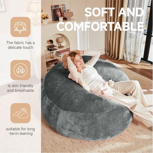 Fauteuil Poire - Avec Housse Lavable Et Remplissage En Perles, En éponge - Gris Foncé