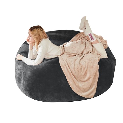 Fauteuil Poire - Avec Housse Lavable Et Remplissage En Perles, En éponge - Gris Foncé