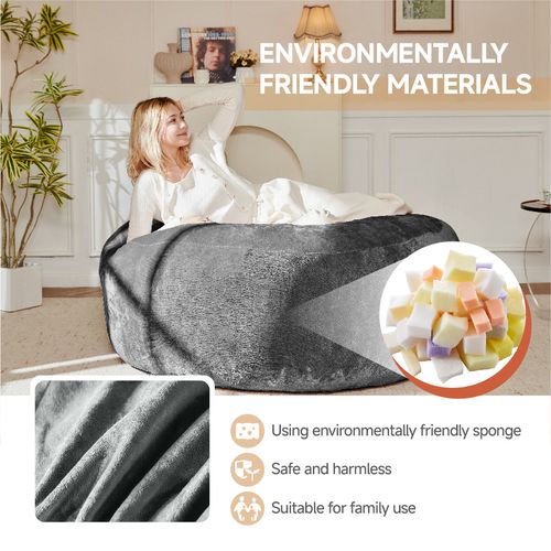 Fauteuil Poire - Avec Housse Lavable Et Remplissage En Perles, En éponge - Gris Foncé