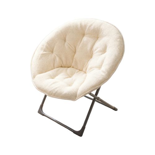 Chaise Papasan Pliante - Chaise Lune Avec Dossier Rembourré, En Tissu Et Métal - 53x58x85 Cm Beige