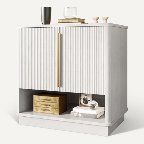 Meuble à Chaussures Entrée, Rangement Ouvert Et Double Porte, Style Contemporain, Mdf, Blanc/bois