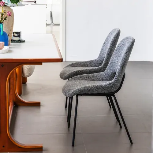 Chaise Métal - Lot De 2 Avec Dossier Ajouré, Design Moderne, Gris Clair