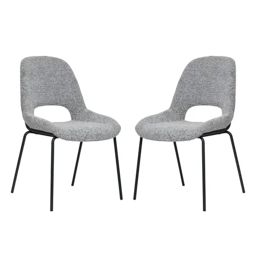 Chaise Métal - Lot De 2 Avec Dossier Ajouré, Design Moderne, Gris Clair
