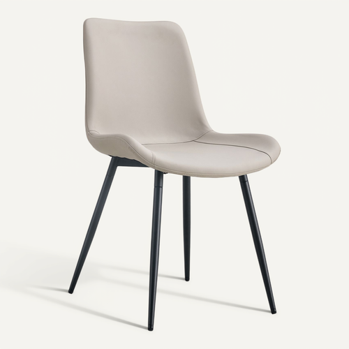 Lot De 4 Chaises De Salle à Manger, Assise Simili, Pieds Métal Antidérapants, Noir Gris