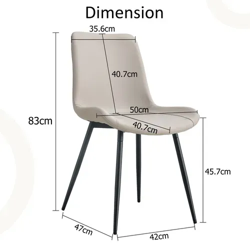 Lot De 4 Chaises De Salle à Manger, Assise Simili, Pieds Métal Antidérapants, Noir Gris