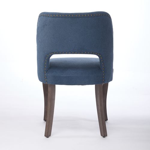 Lot De 2 Chaises De Salle à Manger Avec Dossier Enveloppant Et Clous En Chenille Bleu