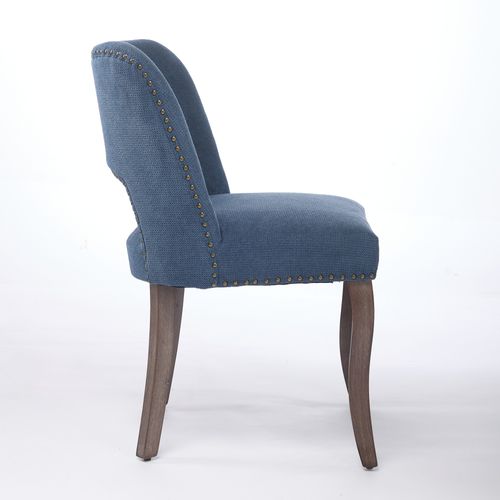 Lot De 2 Chaises De Salle à Manger Avec Dossier Enveloppant Et Clous En Chenille Bleu