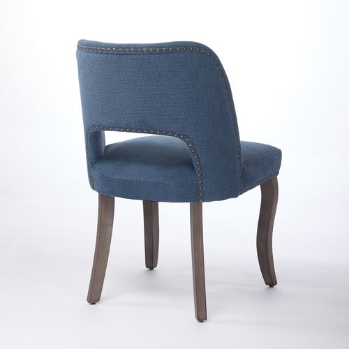 Lot De 2 Chaises De Salle à Manger Avec Dossier Enveloppant Et Clous En Chenille Bleu