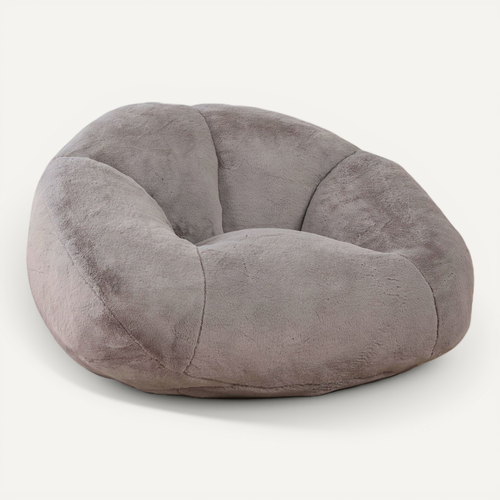 Fauteuil Poire - Mousse à Mémoire De Forme Et Base Antidérapante - En Fausse Fourrure - Gris Clair