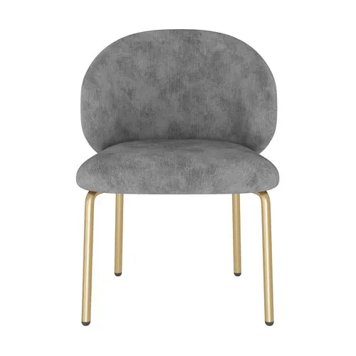 Chaise De Salle à Manger Avec Pieds Dorés, Assise Confortable - En Chenille - Gris