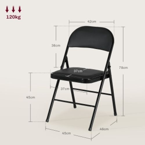 Chaise Pliante - Lot De 4 - Assise Rembourrée Et Pliable - Simili - Noir
