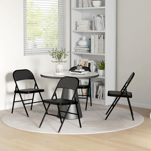 Chaise Pliante - Lot De 4 - Assise Rembourrée Et Pliable - Simili - Noir