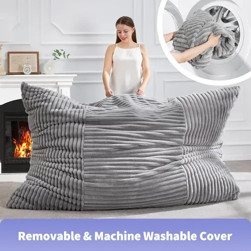 Fauteuil Poire, Confort Doux Et Soutien Ergonomique En Flanelle - Gris Clair