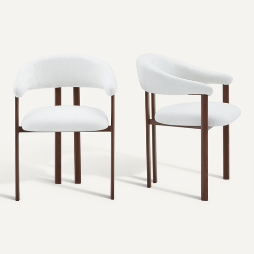 Chaise De Salle à Manger - Chaise Moderne En Tissu Blanc Avec Pieds Métalliques, Design Scandinave