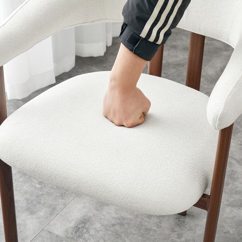 Chaise De Salle à Manger - Chaise Moderne En Tissu Blanc Avec Pieds Métalliques, Design Scandinave