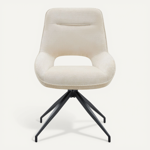 Lot De 2 Chaises De Salle à Manger Pivotantes 360° Avec Accoudoirs En Tissu Beige