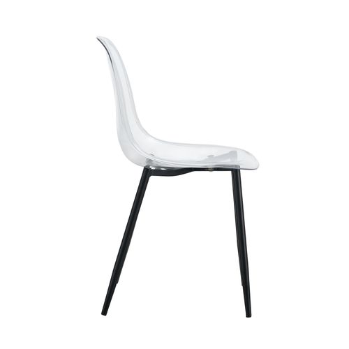 Lot De 4 Chaises De Salle à Manger Avec Assise Ergonomique En Plastique Transparent Et Métal Noir
