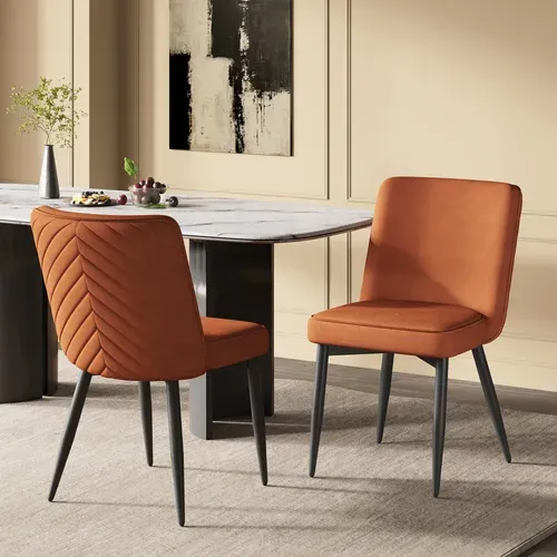 Lot De 2 Chaises De Salle à Manger - Avec Dossier Ergonomique - En Velours - Rouille